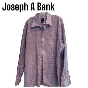 Joseph A Bank purple plaid button down cotton shirt XXL
